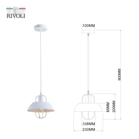 Светильник подвесной (подвес) Amelia 5136-201 1хE27 40Вт лофт-кантри потолочный Rivoli Б0054870