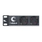 Блок розеток 9-м PDU-9P-2IEC 10А горизонт. евростандарт для 19дюйм шкафов без выкл. вилка IEC 320 C14 шнур 2м алюм. Cabeus 7287c