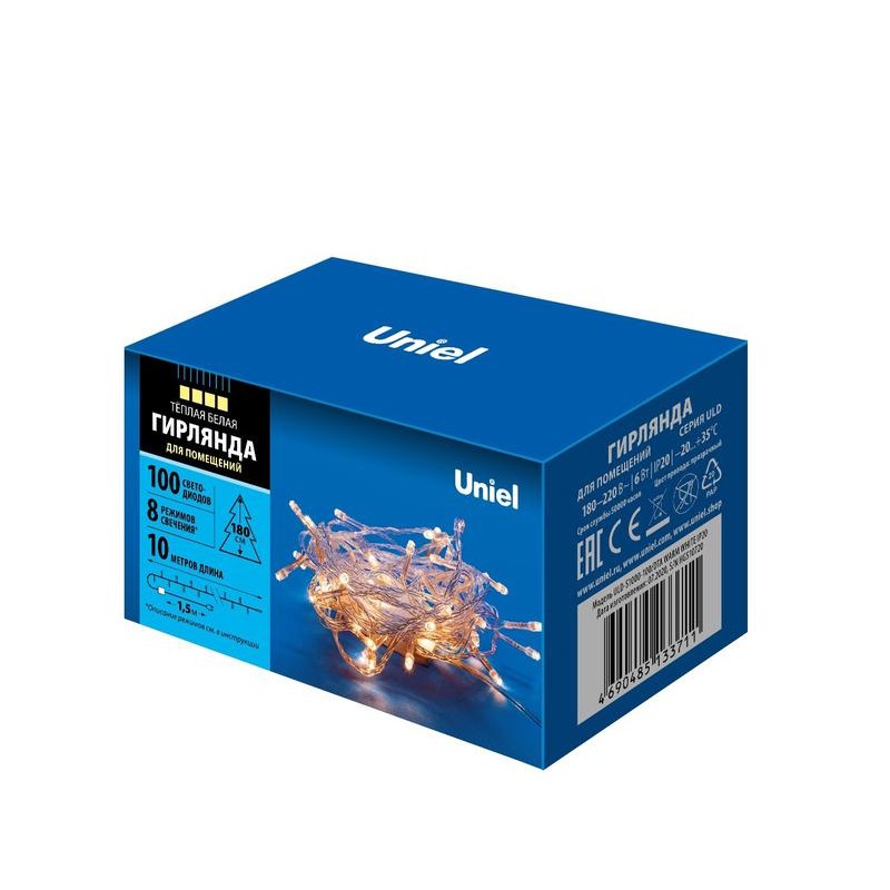 Гирлянда LED ULD-S1000-100/DTA WARM WHITE IP20 10м 100 диодов тепл. бел. свет провод прозр. Uniel UL-00007200 Гирлянда LED ULD-S1000-100/DTA WARM WHITE IP20 10м 100 диодов тепл. бел. свет провод прозр. Uniel UL-00007200