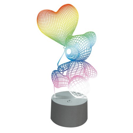 Светильник ULI-M503 RGB/3AAA LOVEBEAR/WHITE с эффектом 3D «Мишка с сердцем» 3AAA (не в/к) 1 светодиод. RGB свет. USB кабель в/к 
