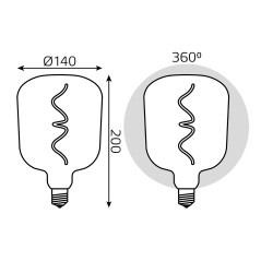 Лампа светодиодная филаментная Black Filament 5Вт V140 1800К тепл. бел. E27 200лм GAUSS 1008802105