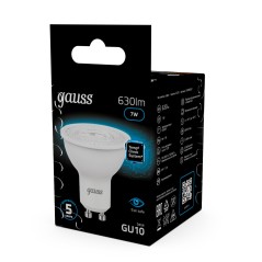 Лампа светодиодная Black 7Вт MR16 софит 6500К холод. бел. GU10 630лм GAUSS 101506307