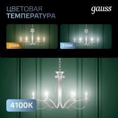 Лампа светодиодная филаментная Black Filament 6Вт A60 грушевидная 4100К нейтр. бел. E27 630лм GAUSS 102802206
