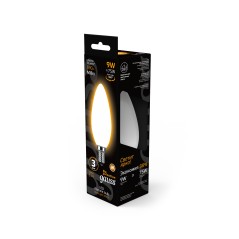 Лампа светодиодная филаментная Black Filament 9Вт свеча матовая 3000К тепл. бел. E14 590лм GAUSS 103201109