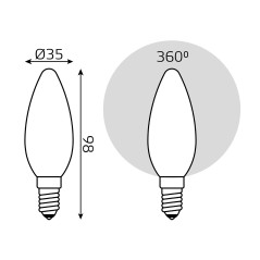 Лампа светодиодная филаментная Black Filament 9Вт свеча матовая 3000К тепл. бел. E14 590лм GAUSS 103201109