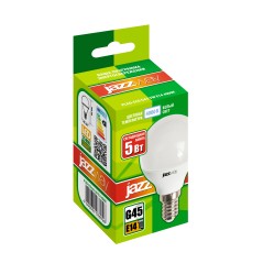 Лампа светодиодная PLED-ECO 5Вт G45 шар матовая 4000К нейтр. бел. E14 400лм 230В 50Гц JazzWay 1036926A