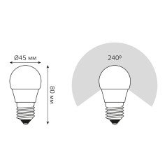 Лампа светодиодная Black 6.5Вт P45 шар 3000К тепл. бел. E27 520лм GAUSS 105102107