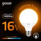 Лампа светодиодная Black 16Вт G95 шар 3000К тепл. бел. E27 1480лм GAUSS 105102116 Лампа светодиодная Black 16Вт G95 шар 3000К тепл. бел. E27 1480лм GAUSS 105102116