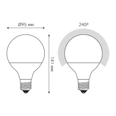 Лампа светодиодная Black 16Вт G95 шар 4100К нейтр. бел. E27 1540лм GAUSS 105102216