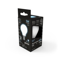 Лампа светодиодная филаментная Black Filament 5Вт P45 шар матовая 4100К нейтр. бел. E14 450лм GAUSS 105201205