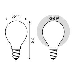 Лампа светодиодная филаментная Black Filament 9Вт P45 шар матовая 4100К нейтр. бел. E14 610лм диммир. GAUSS 105201209-D