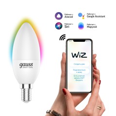 Лампа светодиодная умная Smart Home 5Вт свеча 2700-6500К E14 470лм RGBW + измен. цветов. темпер.+ диммир. управление по Wi-Fi GA
