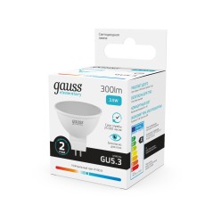 Лампа светодиодная Elementary 3.5Вт MR16 софит 4100К нейтр. бел. GU5.3 300лм GAUSS 13524