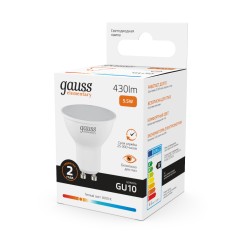 Лампа светодиодная Elementary 5.5Вт MR16 софит 3000К тепл. бел. GU10 430лм GAUSS 13616