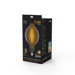 Лампа светодиодная филаментная Black Filament 8.5Вт BT180 тонированная 1800К тепл. бел. E27 165лм GAUSS 152802005