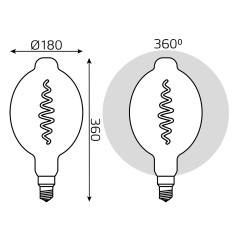 Лампа светодиодная филаментная Black Filament 8.5Вт BT180 тонированная 1800К тепл. бел. E27 165лм GAUSS 152802005