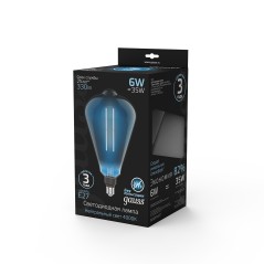Лампа светодиодная филаментная Black Filament 6Вт ST164 тонированная 4000К нейтр. бел. E27 330лм GAUSS 157802205