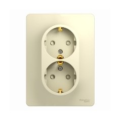 Розетка 2-м СП Glossa 16А IP20 с заземл. защ. шторки в сборе беж. SE GSL000226