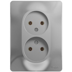Розетка 2-м СП Glossa 16А IP20 без заземл. в сборе алюм. SE GSL000320