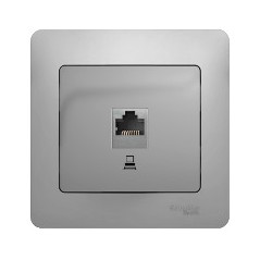 Розетка компьютерная 1-м СП Glossa RJ45 кат.5E механизм алюм. SE GSL000381K