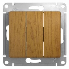 Выключатель 3-кл. СП Glossa 10А IP20 (сх. 1+1+1) 10AX механизм дерево дуб SE GSL000531