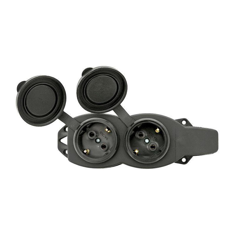 Колодка 2-м 16А IP44 2P+PE 230В с защ. крышками каучук Basic EKF RPS-018-16-230-44