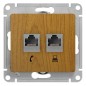 Розетка компьютерная + телефонная 2-м СП Glossa RJ45 + RJ11 кат.5E механизм дерево дуб SE GSL000585