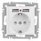 Розетка Accent 6-410-01М P+E Schuko со шторками 16А-250В + 2хUSB IP20 СУ бел. матов. Intro Б0063691 Розетка Accent 6-410-01М P+E Schuko со шторками 16А-250В + 2хUSB IP20 СУ бел. матов. Intro Б0063691