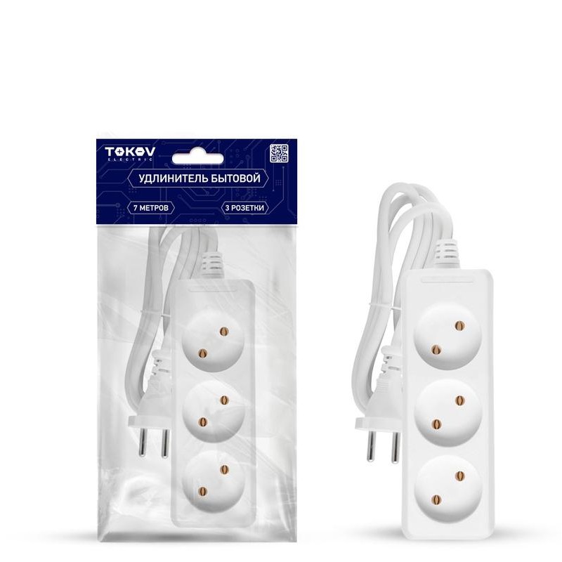 Удлинитель 3х7м без заземл. 10А 2х0.75 TOKOV ELECTRIC TKE-C01-BU3-7-075 Удлинитель 3х7м без заземл. 10А 2х0.75 TOKOV ELECTRIC TKE-C01-BU3-7-075