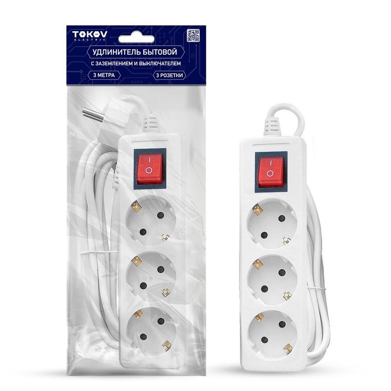 Удлинитель 3х3м с заземл. с выкл. 16А 3х1 TOKOV ELECTRIC TKE-C01-BU3-3-1-ZV Удлинитель 3х3м с заземл. с выкл. 16А 3х1 TOKOV ELECTRIC TKE-C01-BU3-3-1-ZV