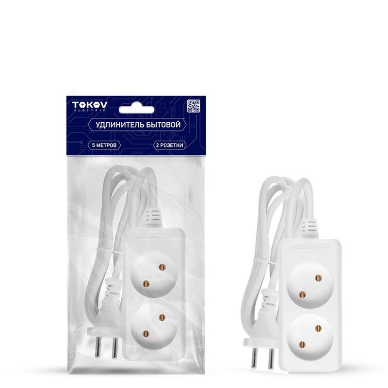 Удлинитель 2х5м без заземл. 10А 2х0.75 TOKOV ELECTRIC TKE-C01-BU2-5-075 Удлинитель 2х5м без заземл. 10А 2х0.75 TOKOV ELECTRIC TKE-C01-BU2-5-075