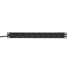 Блок PDU TERACOM PRO 19дюйм 1U 16А/250В 9 роз. Schuko шнур 2м 3х1.5кв.мм вилка Schuko корпус алюм. черн. EKF TRP-HPD-16A-9SH-2MS