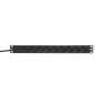 Блок PDU TERACOM PRO 19дюйм 1U 16А/250В 9 роз. Schuko шнур 2м 3х1.5кв.мм вилка Schuko корпус алюм. черн. EKF TRP-HPD-16A-9SH-2MS