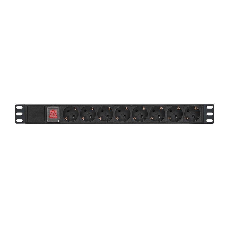 Блок PDU TERACOM PRO 19дюйм 1U 10А/250В 8 роз. Schuko с выключат. без шнура питания вх. разъем C14 корпус алюм. черн. EKF TRP-HP Блок PDU TERACOM PRO 19дюйм 1U 10А/250В 8 роз. Schuko с выключат. без шнура питания вх. разъем C14 корпус алюм. черн. EKF TRP-HP