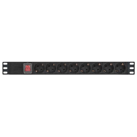 Блок PDU TERACOM PRO 19дюйм 1U 10А/250В 8 роз. Schuko с выключат. без шнура питания вх. разъем C14 корпус алюм. черн. EKF TRP-HP