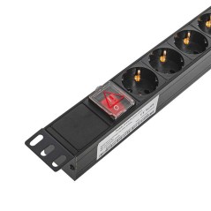 Блок PDU TERACOM PRO 19дюйм 1U 10А/250В 8 роз. Schuko с выключат. без шнура питания вх. разъем C14 корпус алюм. черн. EKF TRP-HP