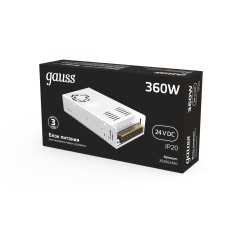 Блок питания для светодиодной ленты Black 360Вт 24В IP20 (драйвер) GAUSS 202002400