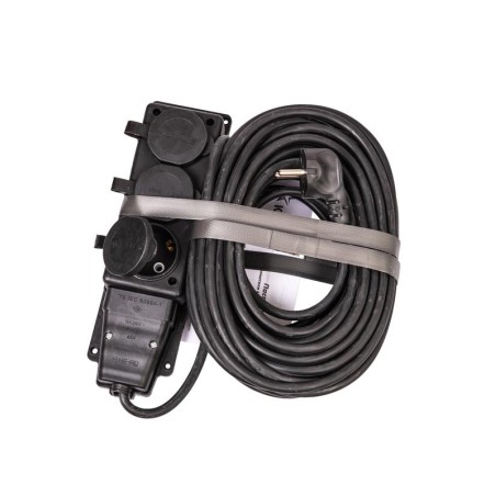 Удлинитель на каучуковой колодке 3х15м 16А IP44 250В 4кВт каучук КГ 3х2.5 черн. УХз16 Россия КОСМОС YKsm15m-3g(16A)KG-B