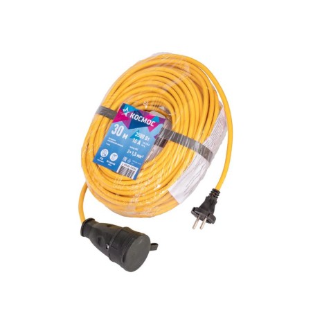 Удлинитель-шнур 1х30м 16А IP44 220В 3.5кВт ПВС 2х1.5 УХ16 Россия КОСМОС YSHKsm30m-1g(16A)S