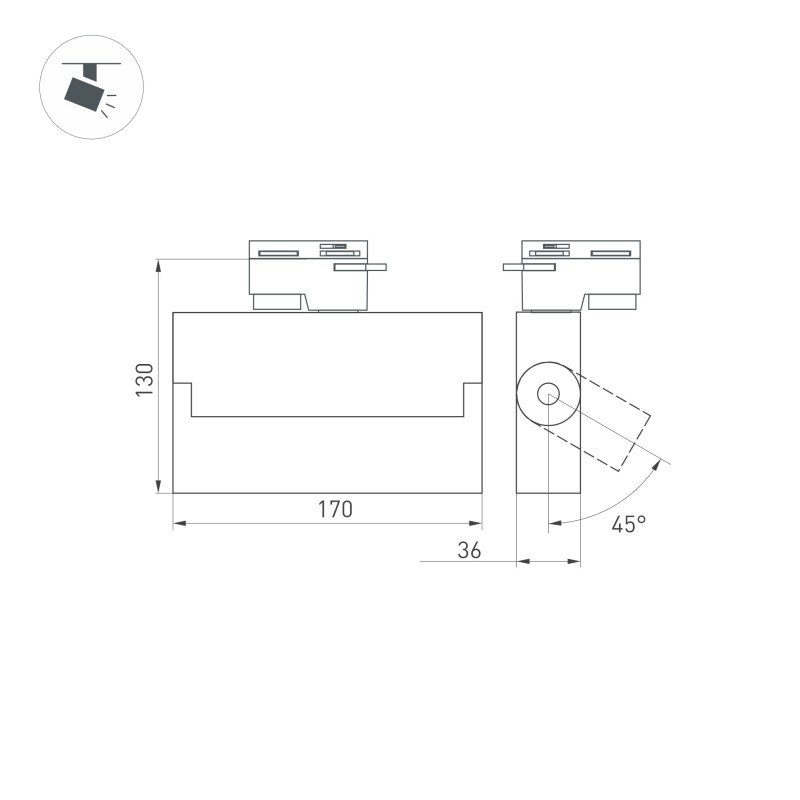 Светильник светодиодный LGD-LOFT-TRACK-2TR-S170-10W Day4000 WH 24 deg IP20 230В металл Arlight 036450
