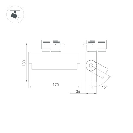 Светильник светодиодный LGD-LOFT-TRACK-2TR-S170-10W Day4000 WH 24 deg IP20 230В металл Arlight 036450