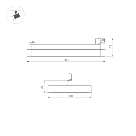 Светильник светодиодный LGD-AFINA-4TR-S600x300-50W Day4000 BK 110 deg IP20 230В металл Arlight 035495