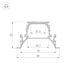 Профиль ARH-POWER-W90-F-COMFORT-2000 ANOD 2м алюминий Arlight 036357