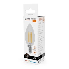 Лампа светодиодная филаментная Filament Elementary 10Вт свеча 2700К Е14 650лм GAUSS 32110