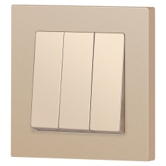 Выключатель Accent 6-106-04 тройной 10А-250В IP20 СУ AL/CU шампань Intro Б0063538