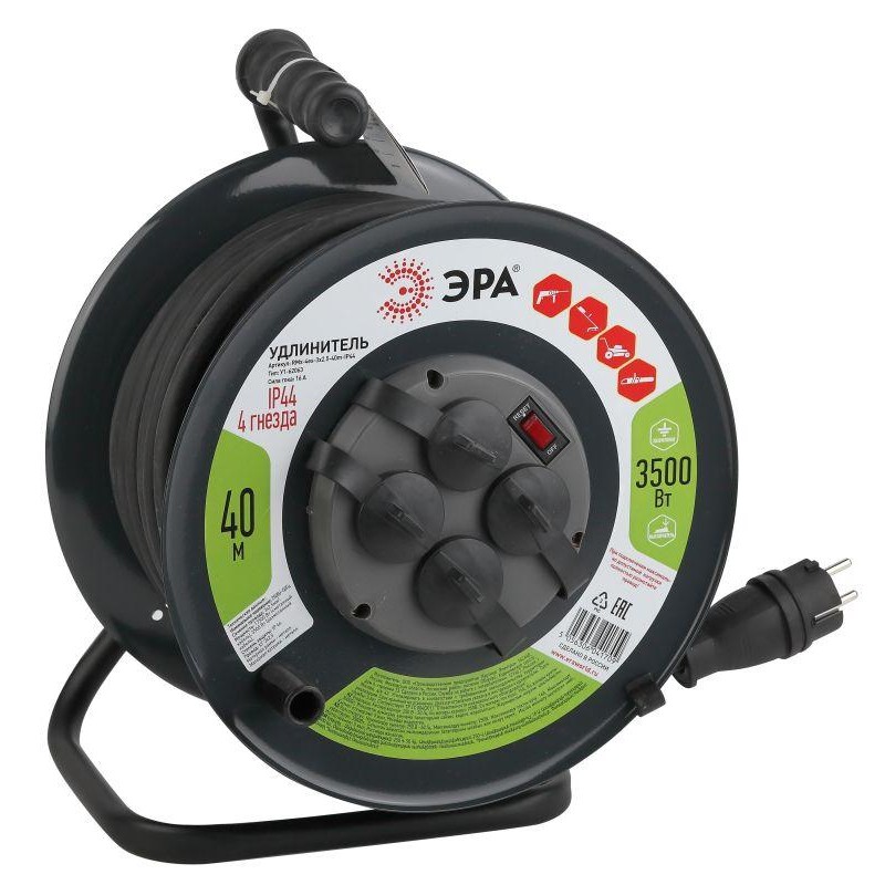 Удлинитель на метал. катушке 4х40м с заземл. 16А IP44 RMx-4es-3х2.5-40m-IP44(KG) КГ 3х2.5 Эра Б0043059 Удлинитель на метал. катушке 4х40м с заземл. 16А IP44 RMx-4es-3х2.5-40m-IP44(KG) КГ 3х2.5 Эра Б0043059