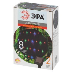 Гирлянда Сеть 150 LED на солнечной батарее мультиколор 2мх1.35м ERAUF024-16 ЭРА Б0044225
