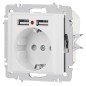 Розетка Accent 6-410-01М P+E Schuko со шторками 16А-250В + 2хUSB IP20 СУ бел. матов. Intro Б0063691 Розетка Accent 6-410-01М P+E Schuko со шторками 16А-250В + 2хUSB IP20 СУ бел. матов. Intro Б0063691