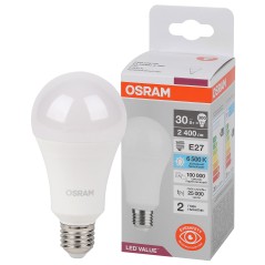 Лампа светодиодная LED Value LVCLA250 30SW/865 230VFR 30Вт A матовая 6500К холод. бел. E27 2400лм угол пучка 180град. 220-240В п