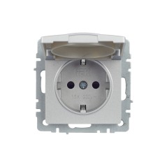 Розетка BRITE РСбш10-3-44-БрА 16А IP44 с заземл. защ. шторки с крышкой механизм алюм. IEK BR-R16-16-44-K47